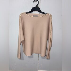 LIV Milano Blush Pink Sweater w/ Gold Chain Trim | Luxe Knit Dolman Sleeve ❤️